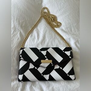 Trina Turk | Cell Phone Crossbody Chain Bag Clutch | Black White